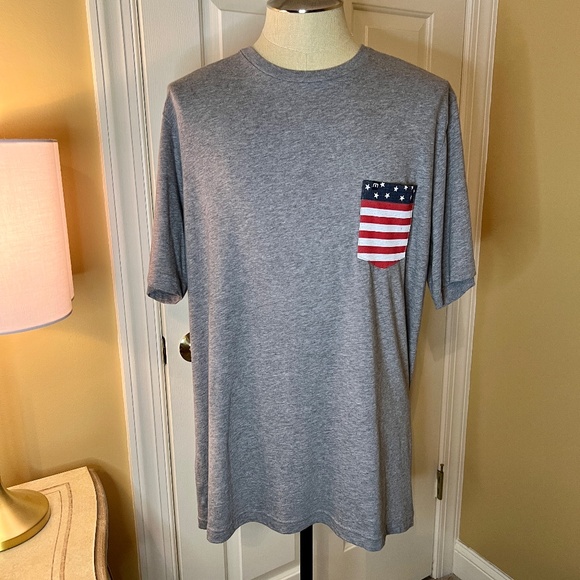 Travis Mathew Party On Gray Short Sleeve Tee T-Shirt American Flag Pocket XXL - Picture 1 of 2